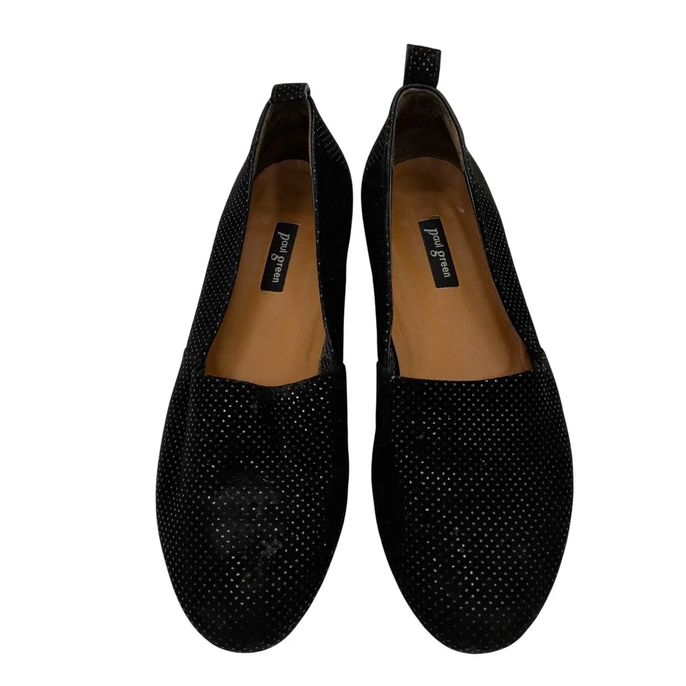 Paul Green Black Dot Suede Loafers Flats UK 3 US 5.5 Made in Austria